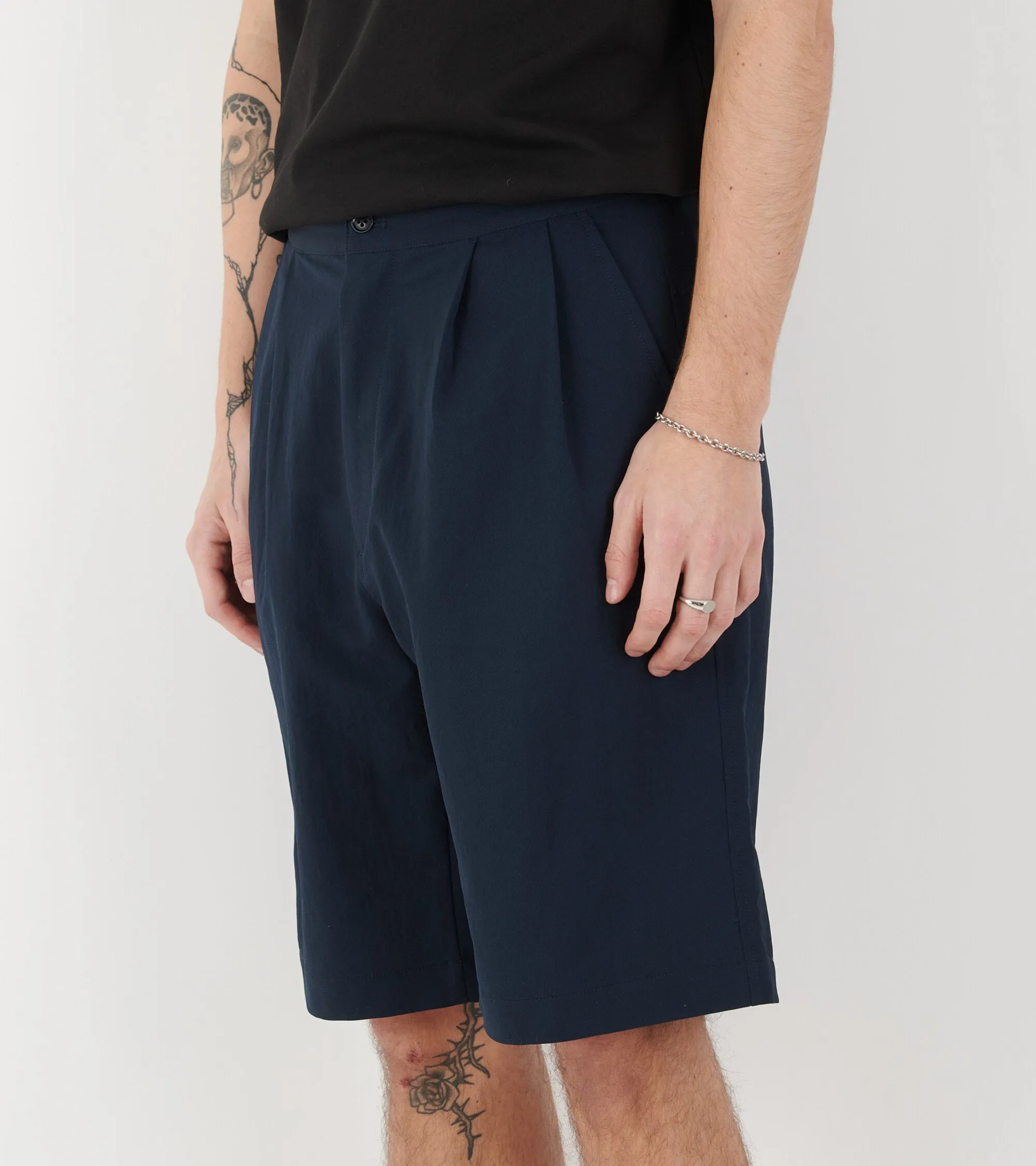 Alphadry Double Pleats Shorts Navy
