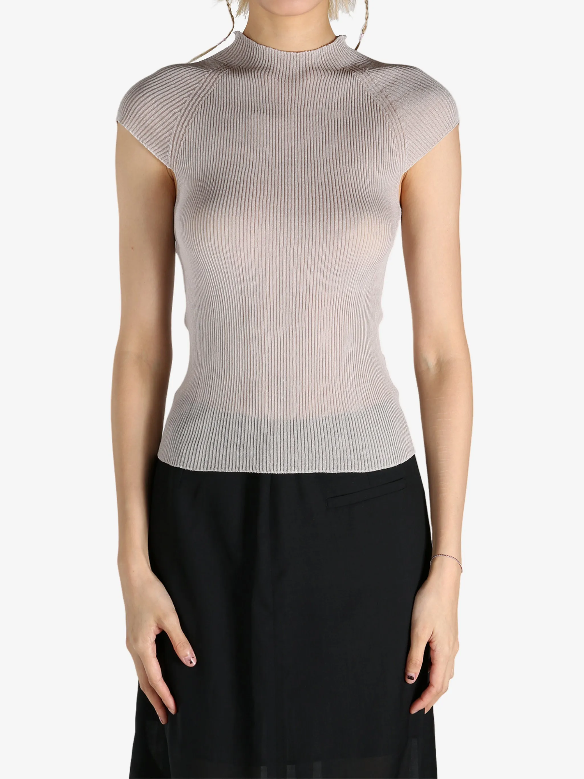 AMOMENTO - Women Wholegarment Cap Sleeve Knit Top
