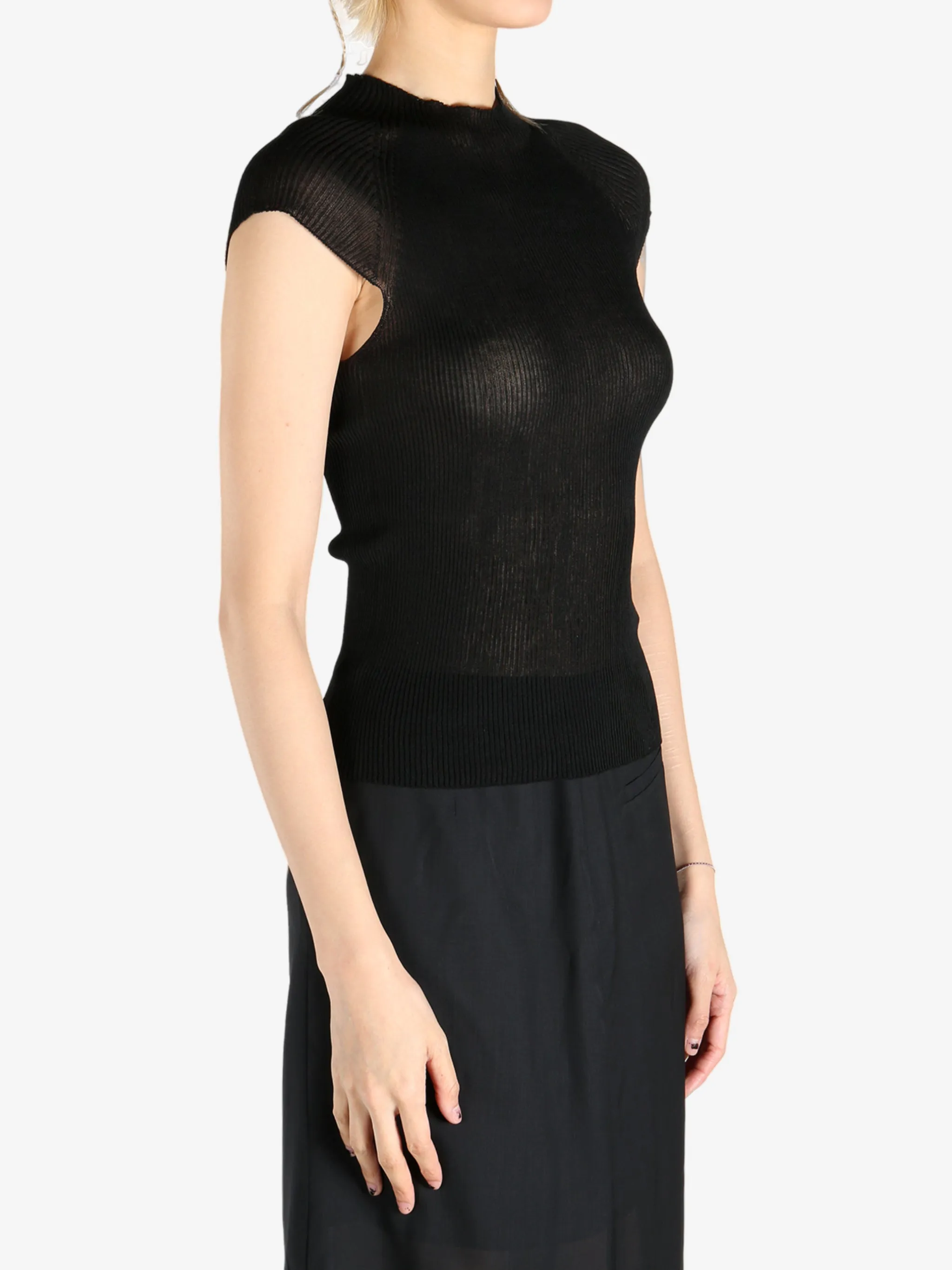 AMOMENTO - Women Wholegarment Cap Sleeve Knit Top