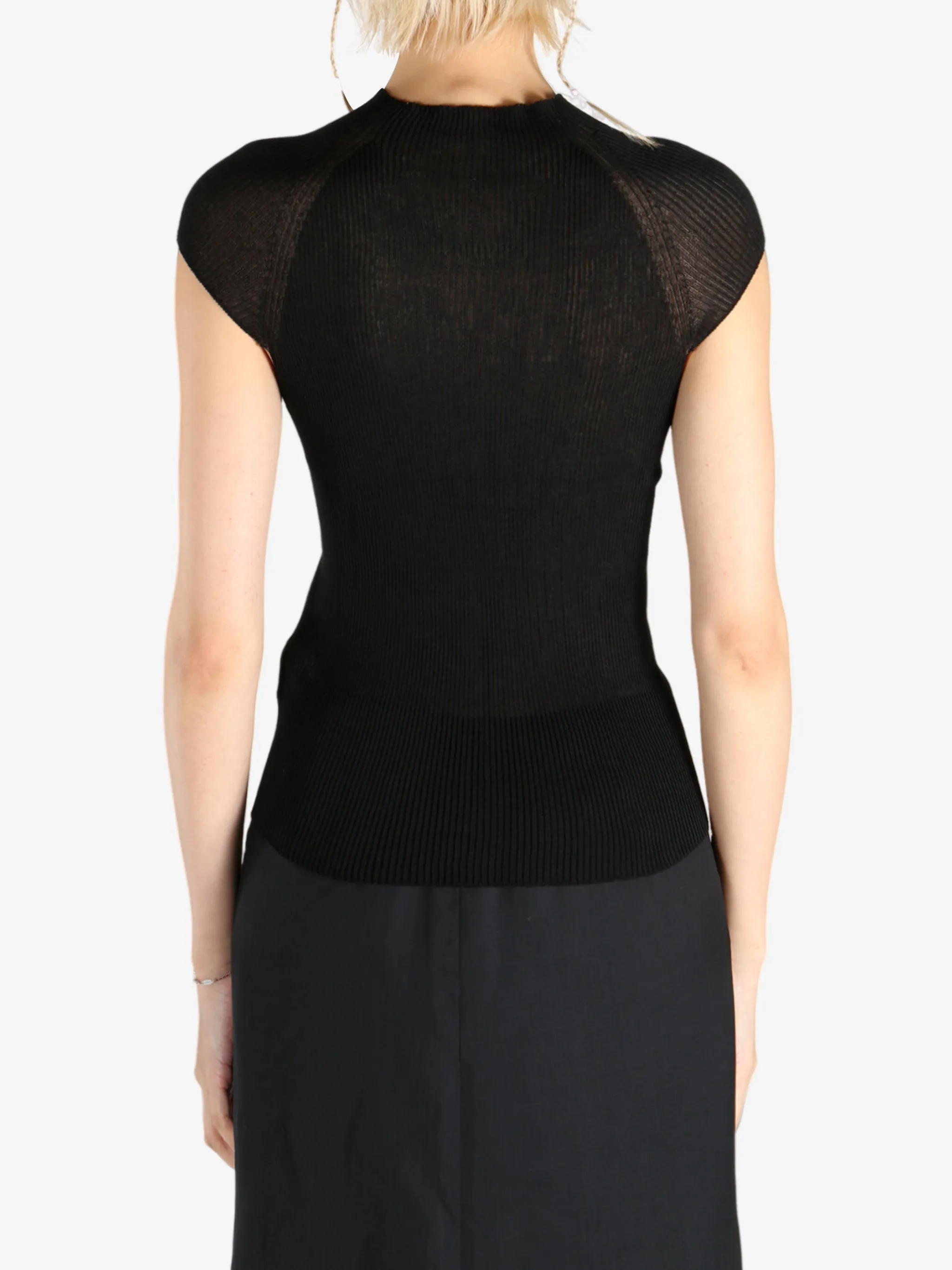 AMOMENTO - Women Wholegarment Cap Sleeve Knit Top