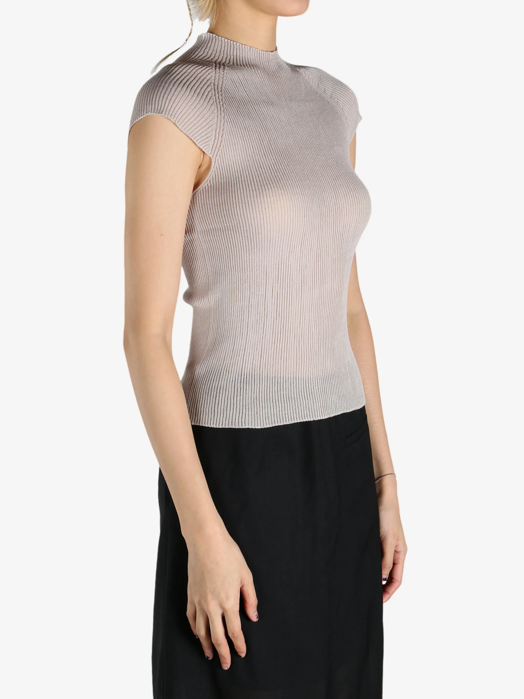 AMOMENTO - Women Wholegarment Cap Sleeve Knit Top