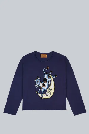 BRAIN DEAD DIDDLE CROPPED SWEATER NAVY