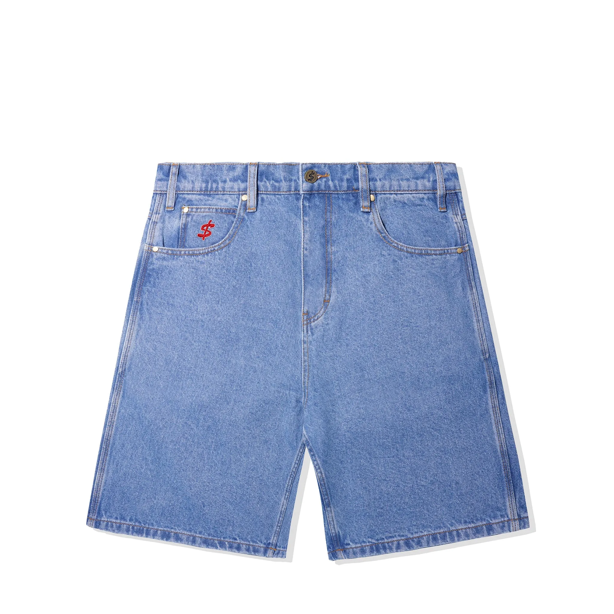 Cash Only Logo Denim Shorts Washed Indigo Sale