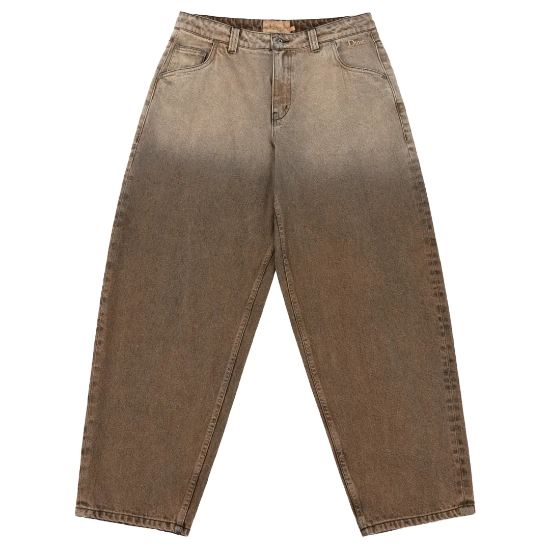 CLASSIC BAGGY DENIM PANTS DIPPED SANDBLASTED BROWN