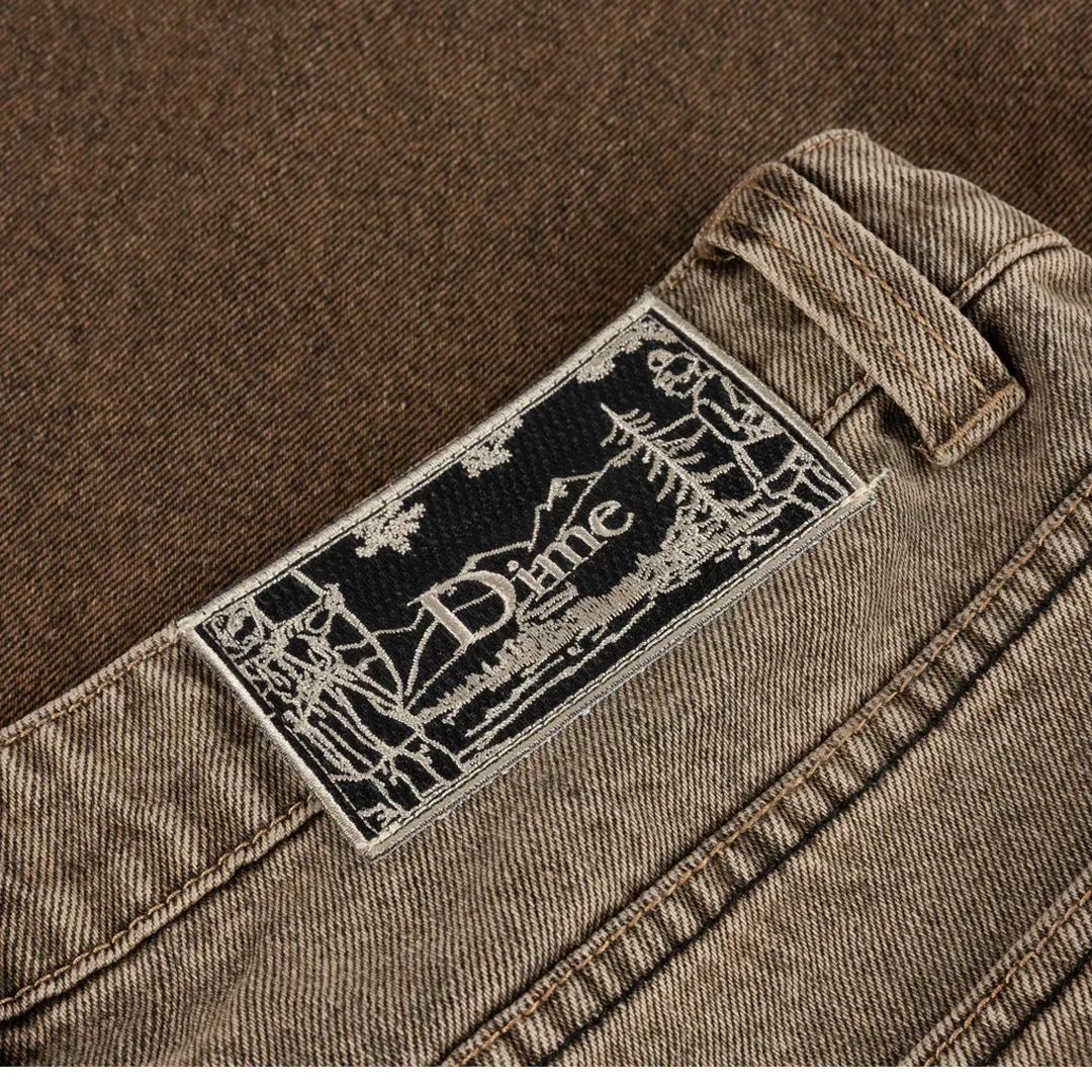 CLASSIC BAGGY DENIM PANTS DIPPED SANDBLASTED BROWN