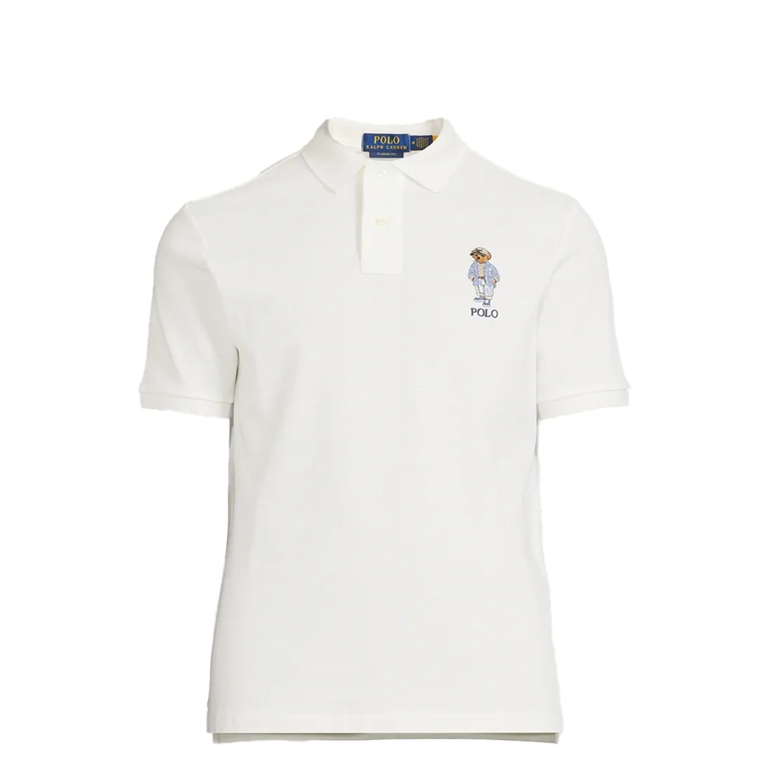 CLASSIC FIT POLO BEAR MESH POLO SHIRT WHITE