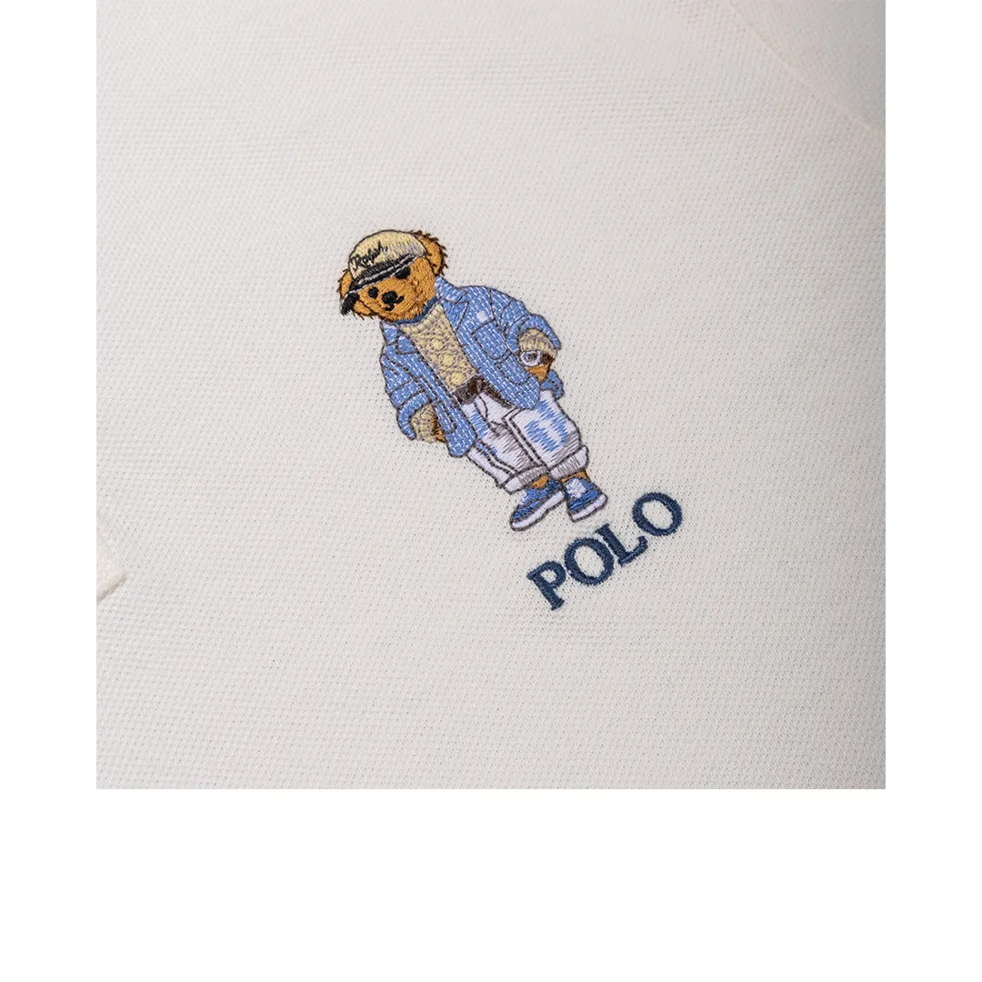 CLASSIC FIT POLO BEAR MESH POLO SHIRT WHITE