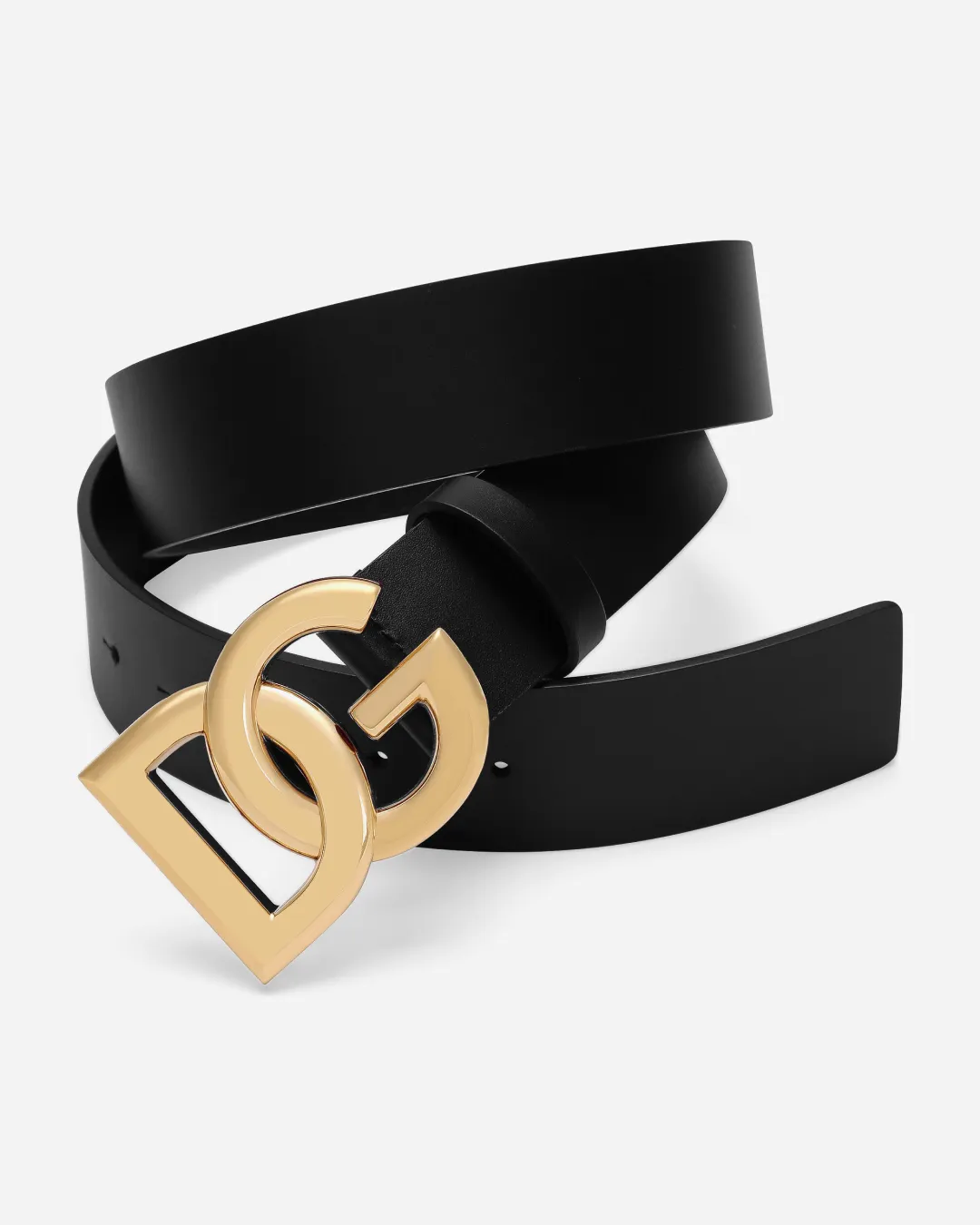 D&G Leather Belt with Crossover DG Logo Buckle.