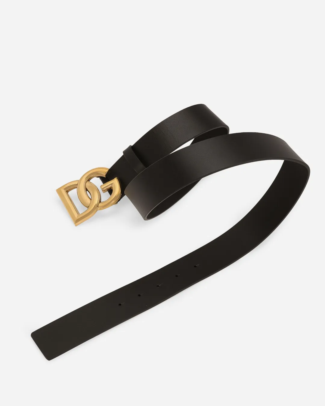 D&G Leather Belt with Crossover DG Logo Buckle.