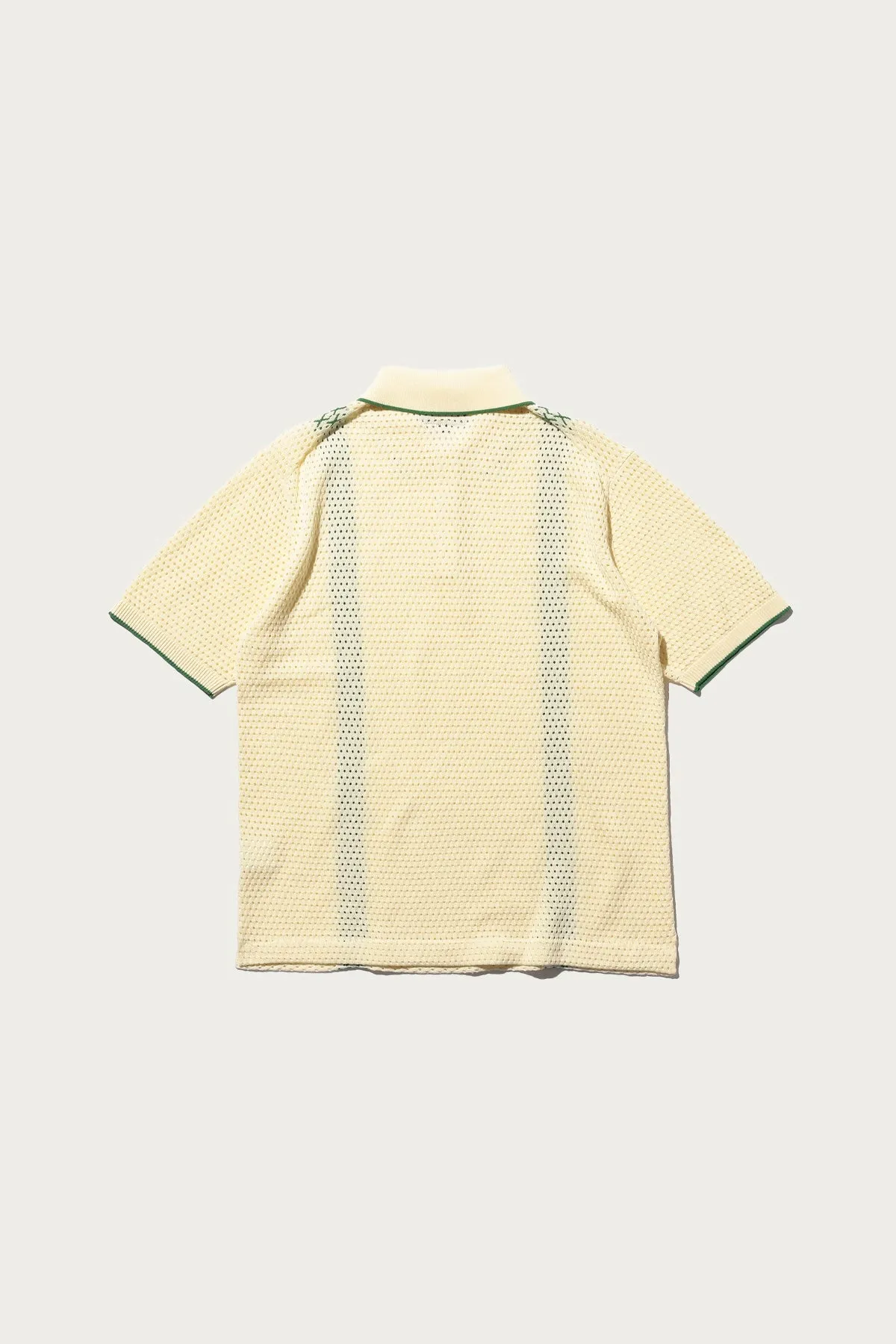 Knit Polo Mesh Stripe - Off White