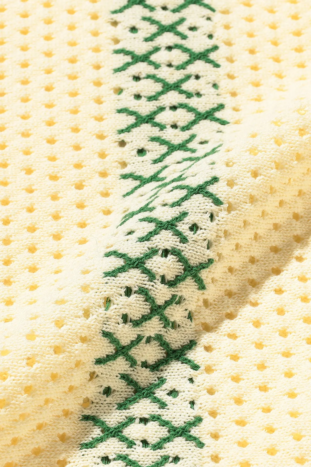 Knit Polo Mesh Stripe - Off White
