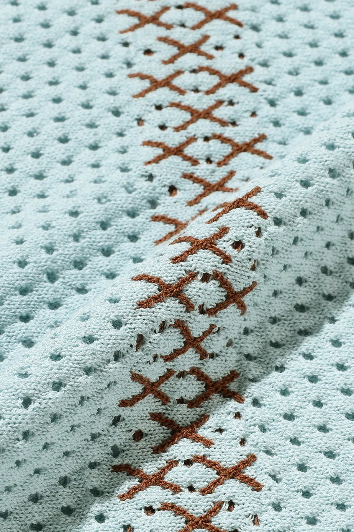 Knit Polo Mesh Stripe - Sax