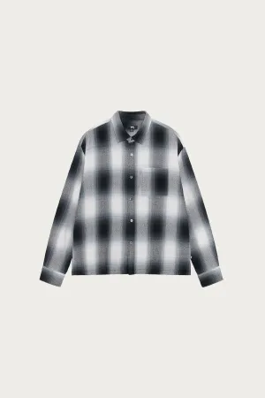 Loose Weave Plaid Shirt - Grey