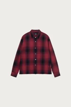 Loose Weave Plaid Shirt - Red