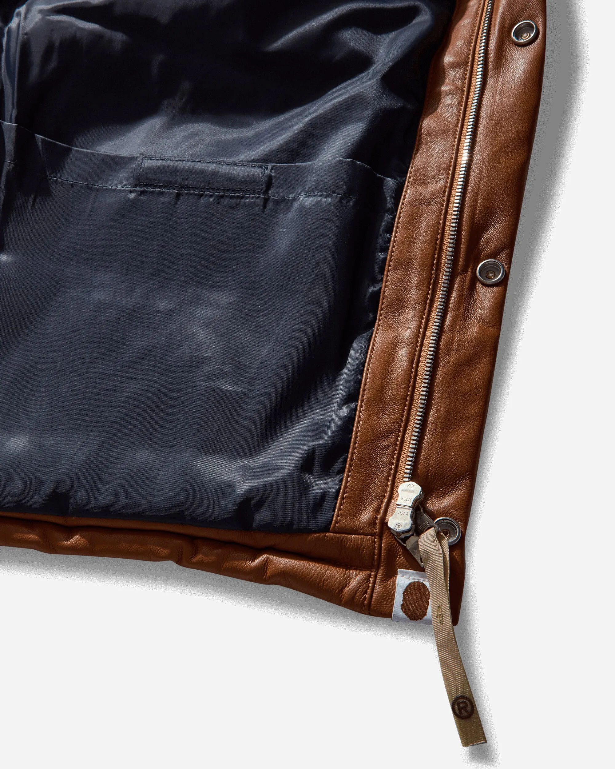 Men's Leather Classic Down Jacket Brown
