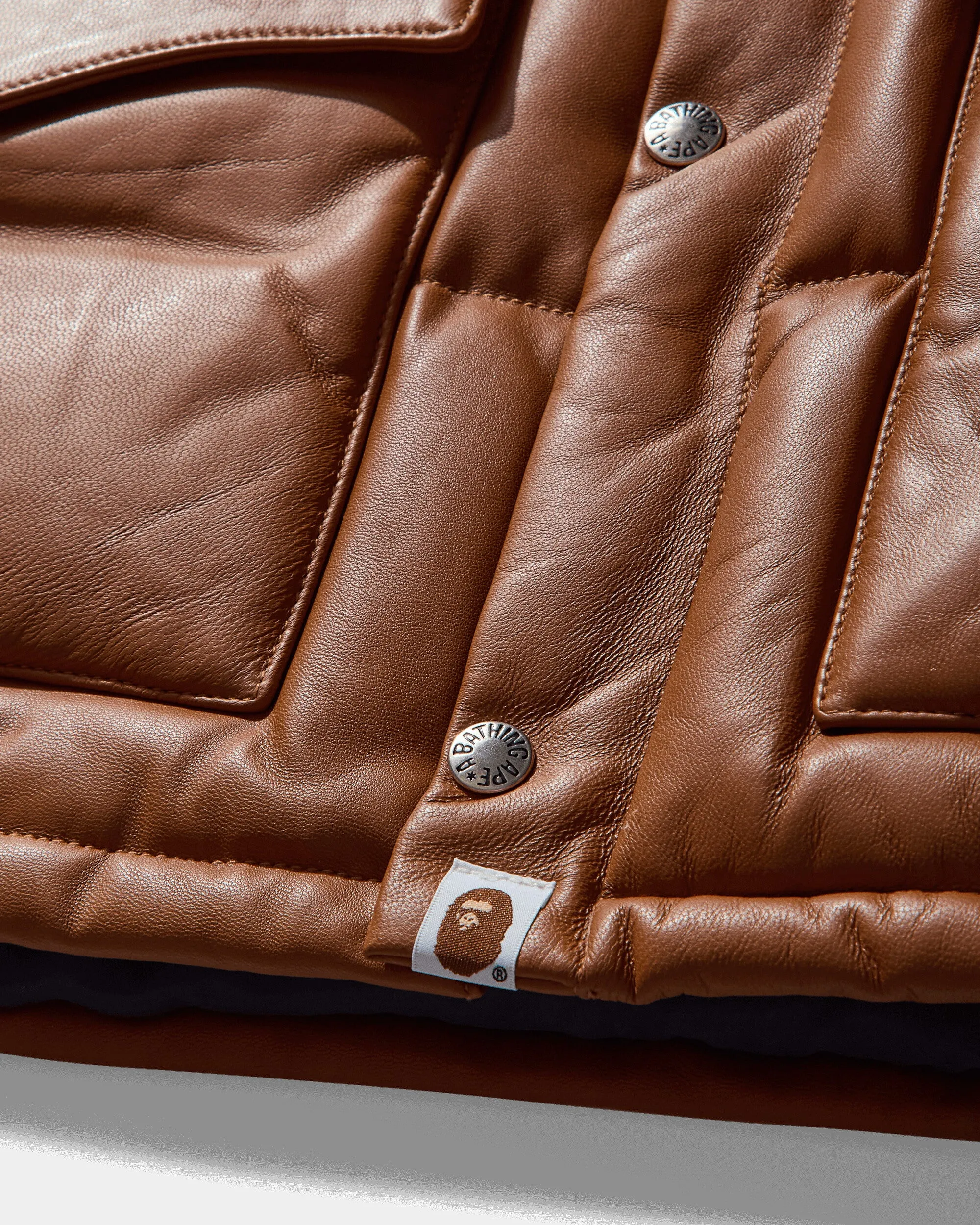 Men's Leather Classic Down Jacket Brown