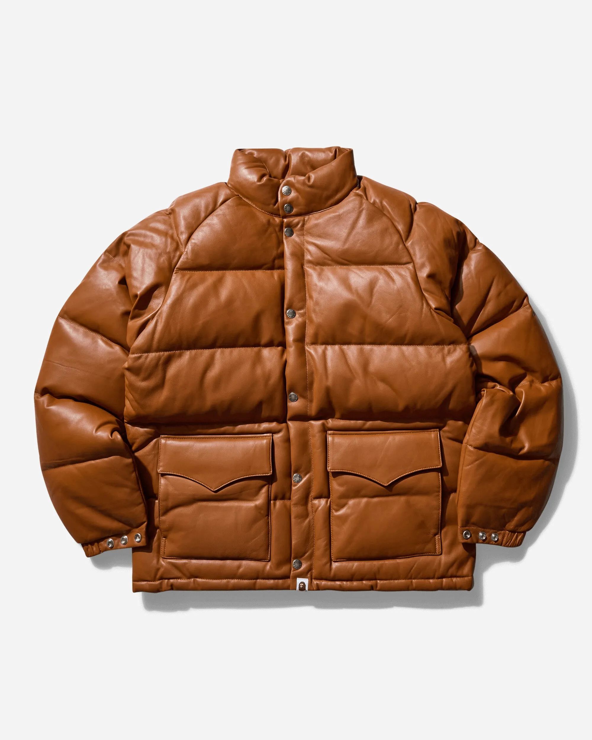 Men's Leather Classic Down Jacket Brown