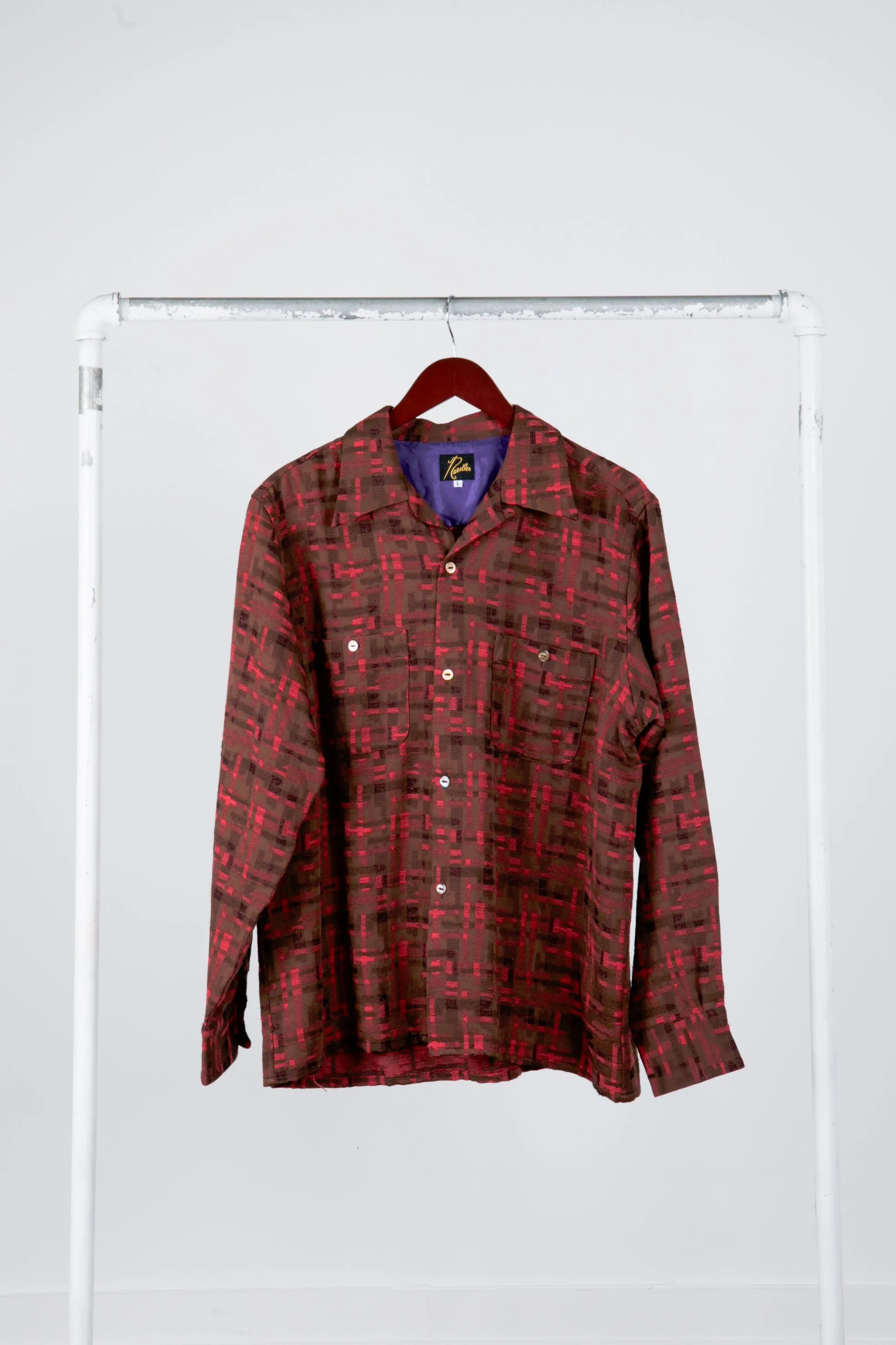 Needles FW23 'Abstract Jacquard Classic' Shirt Red (2023)