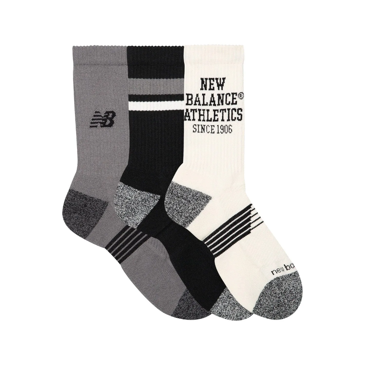 New Balance Active Graphic Crew Socks 3 Pack Assorted Colors