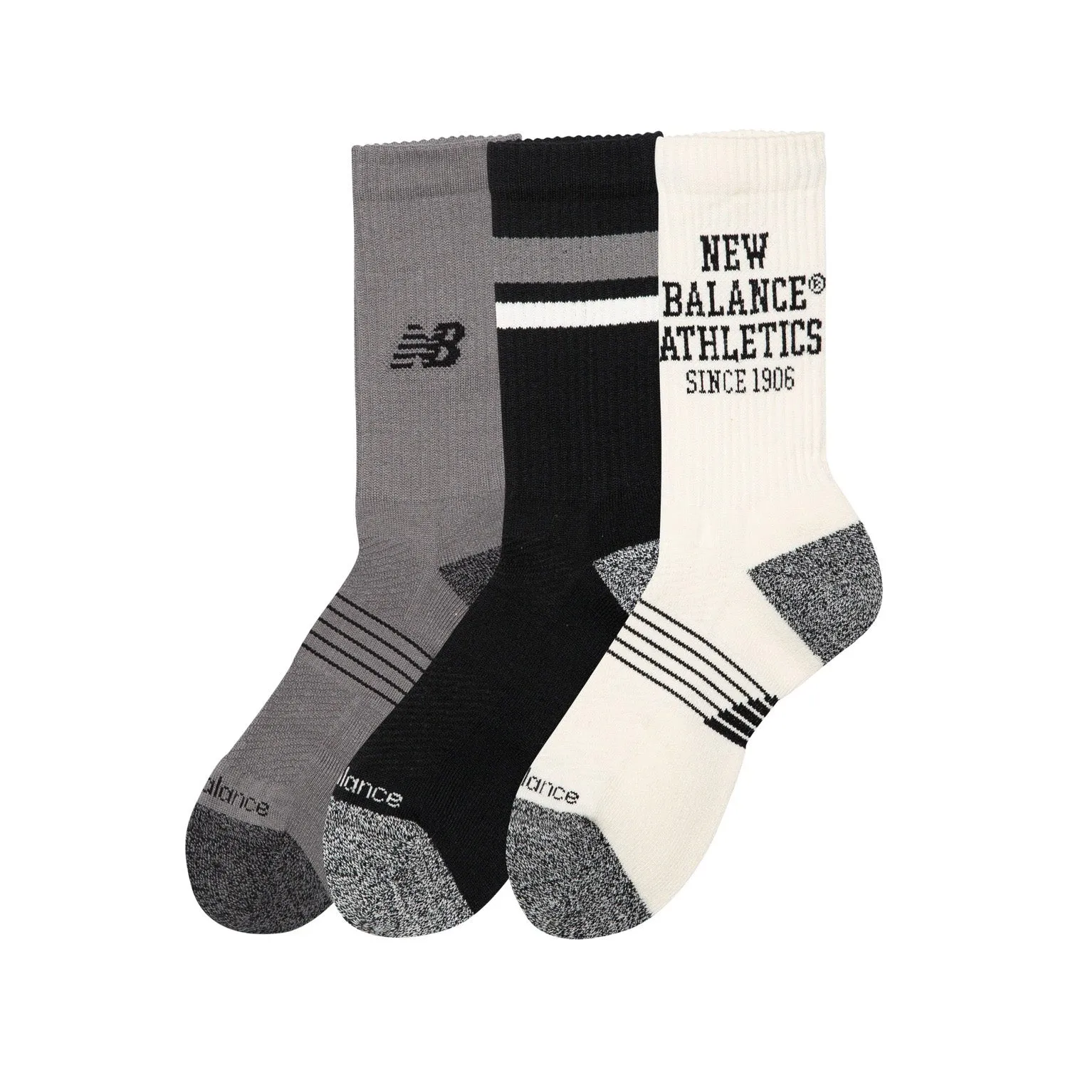 New Balance Active Graphic Crew Socks 3 Pack Assorted Colors