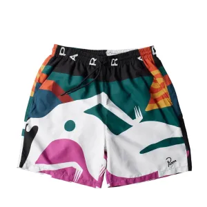 Parra Beached in White Swim Shorts // Multi