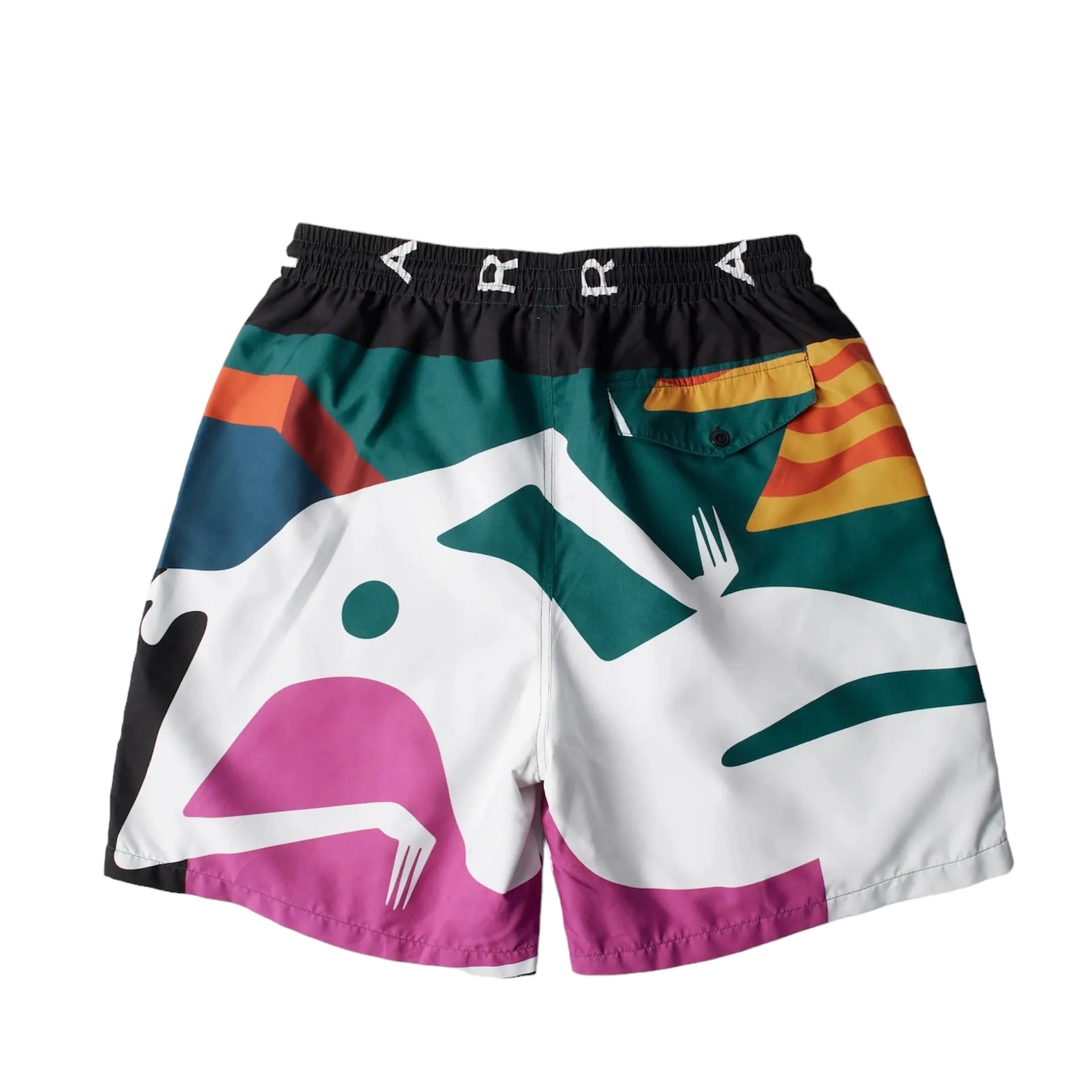 Parra Beached in White Swim Shorts // Multi