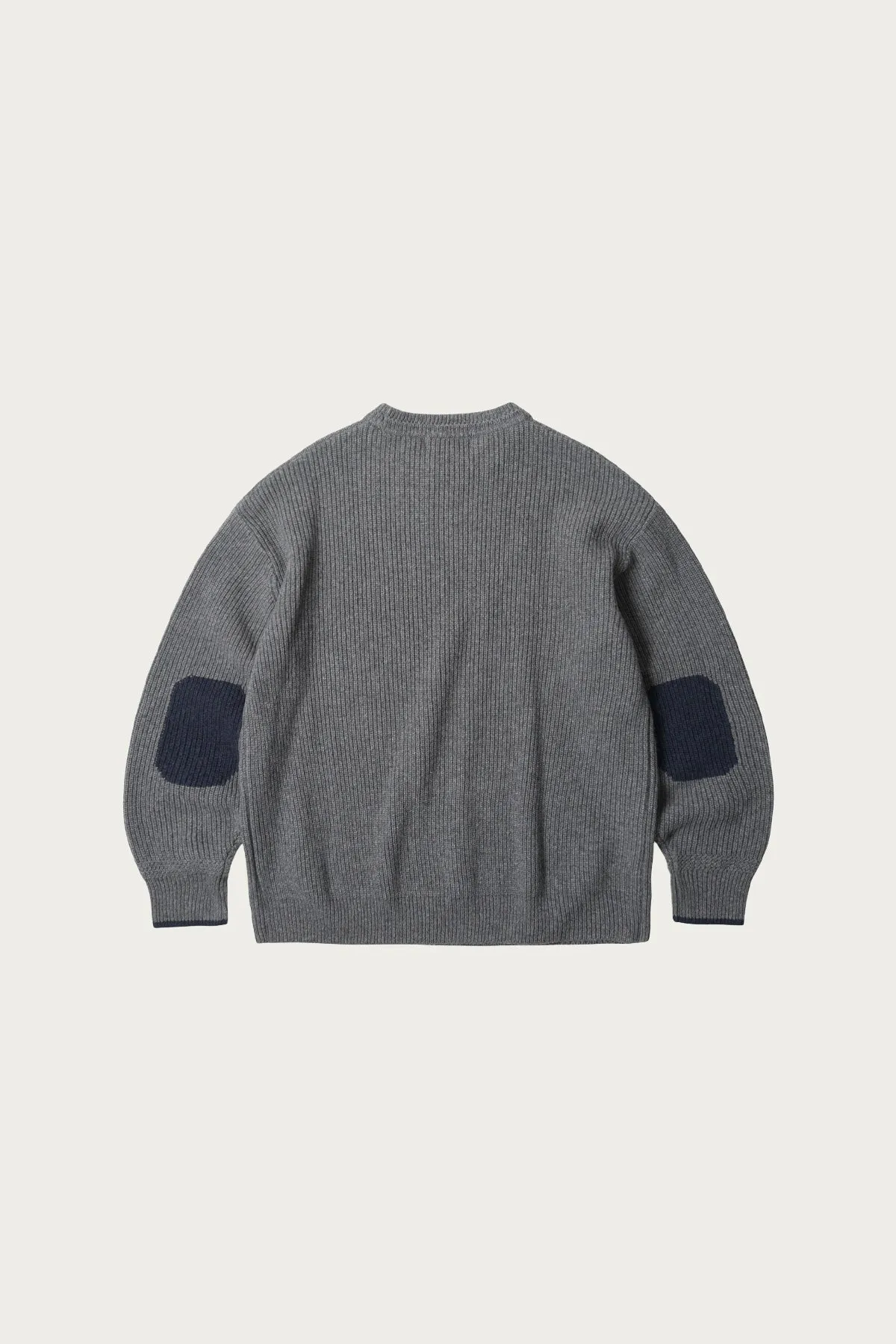 Patch Round Pullover Knit - Gray