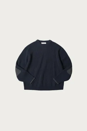 Patch Round Pullover Knit - Navy