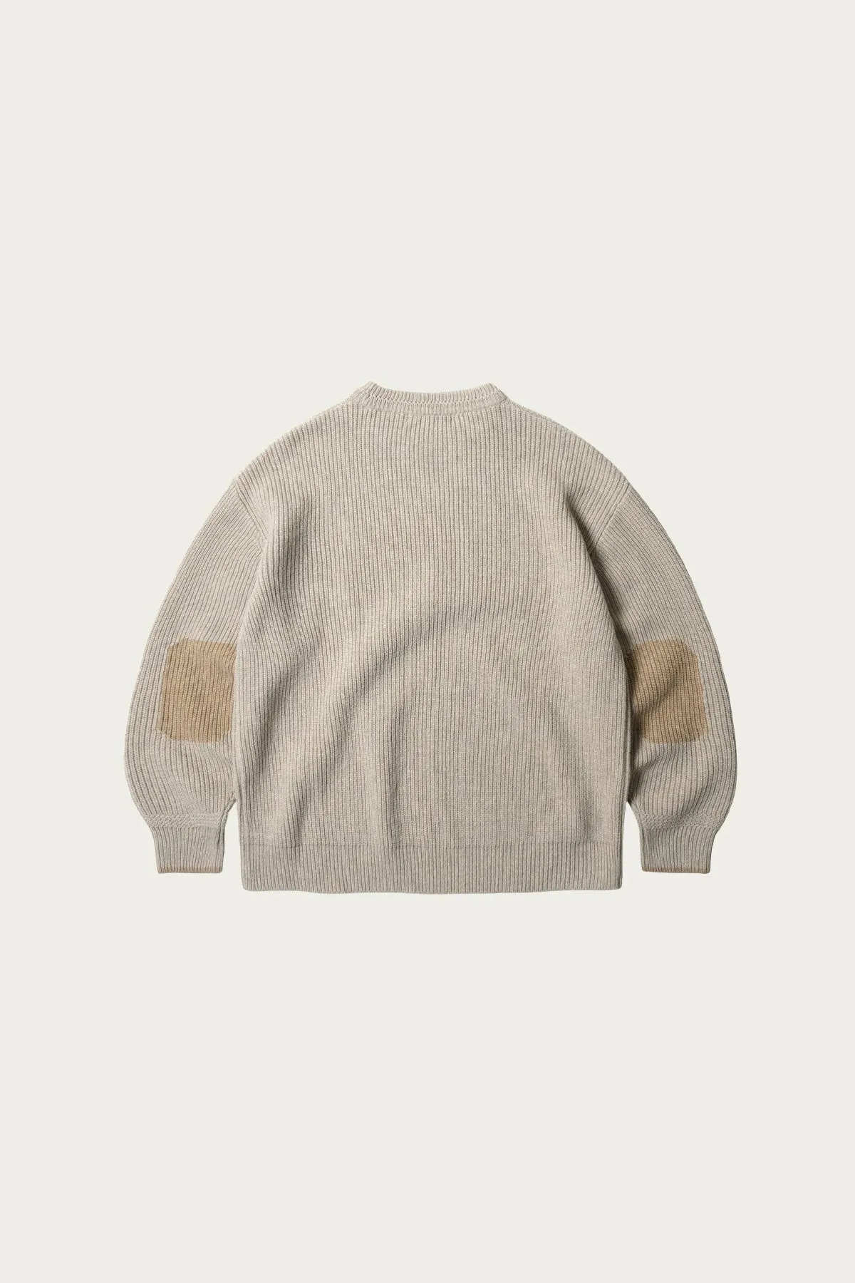 Patch Round Pullover Knit - Oatmeal