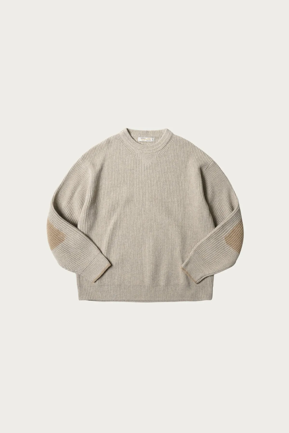 Patch Round Pullover Knit - Oatmeal