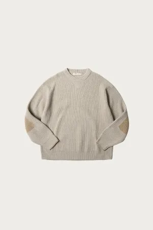 Patch Round Pullover Knit - Oatmeal