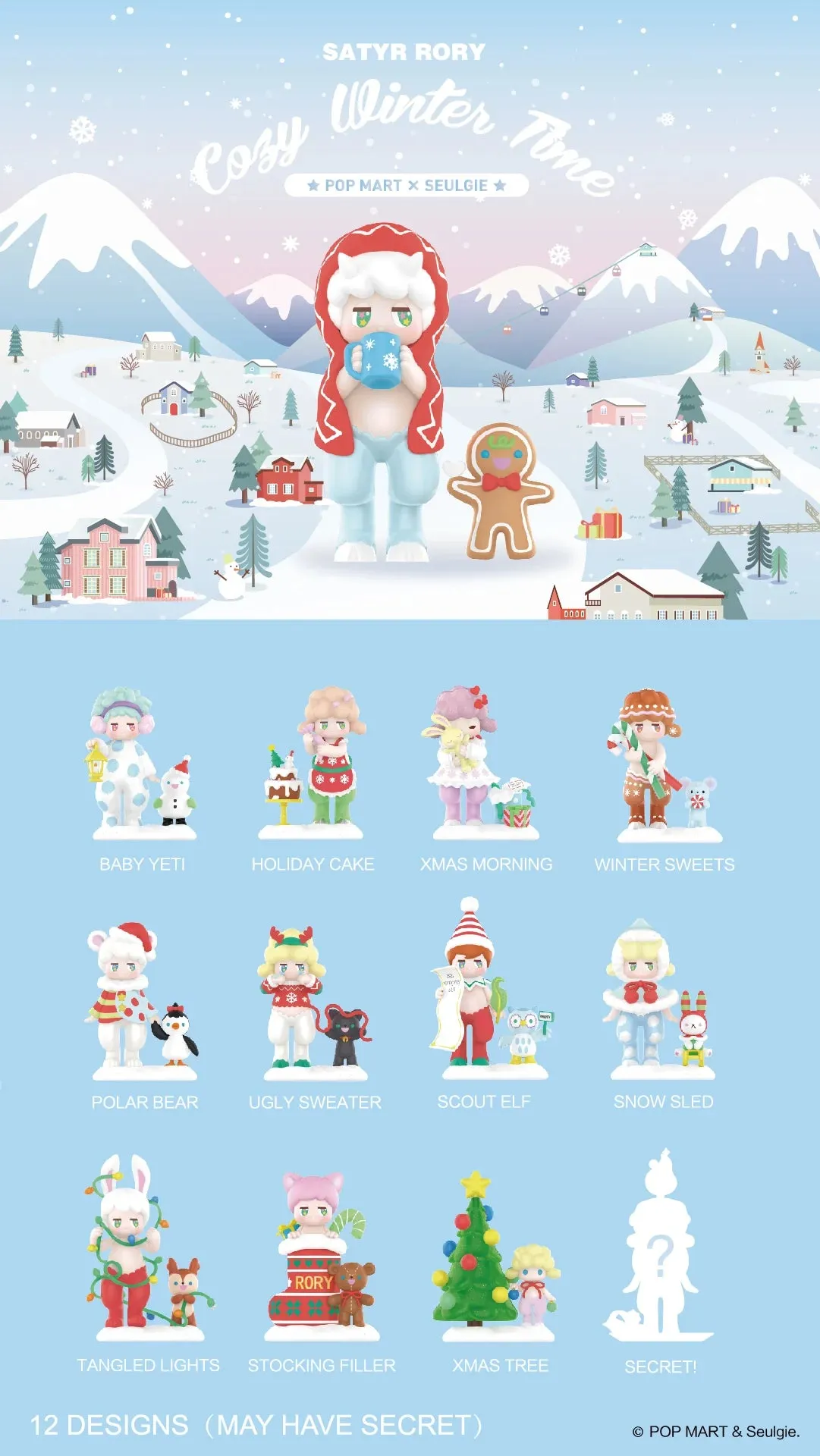 POP MART Satyr Rory Cozy Winter Time Series Blind Box for Christmas (Sold per piece)