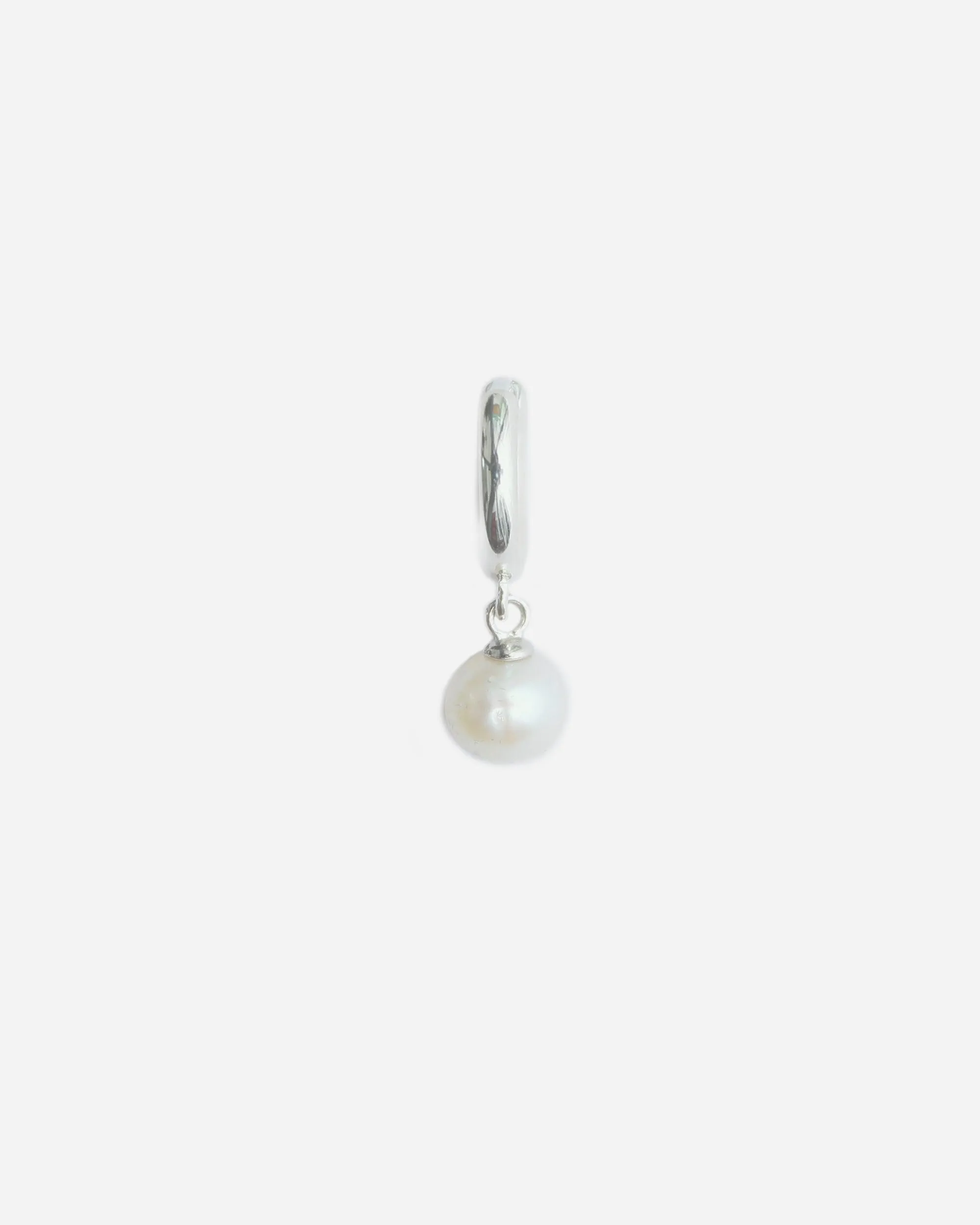 Round Pearl Huggie Earring