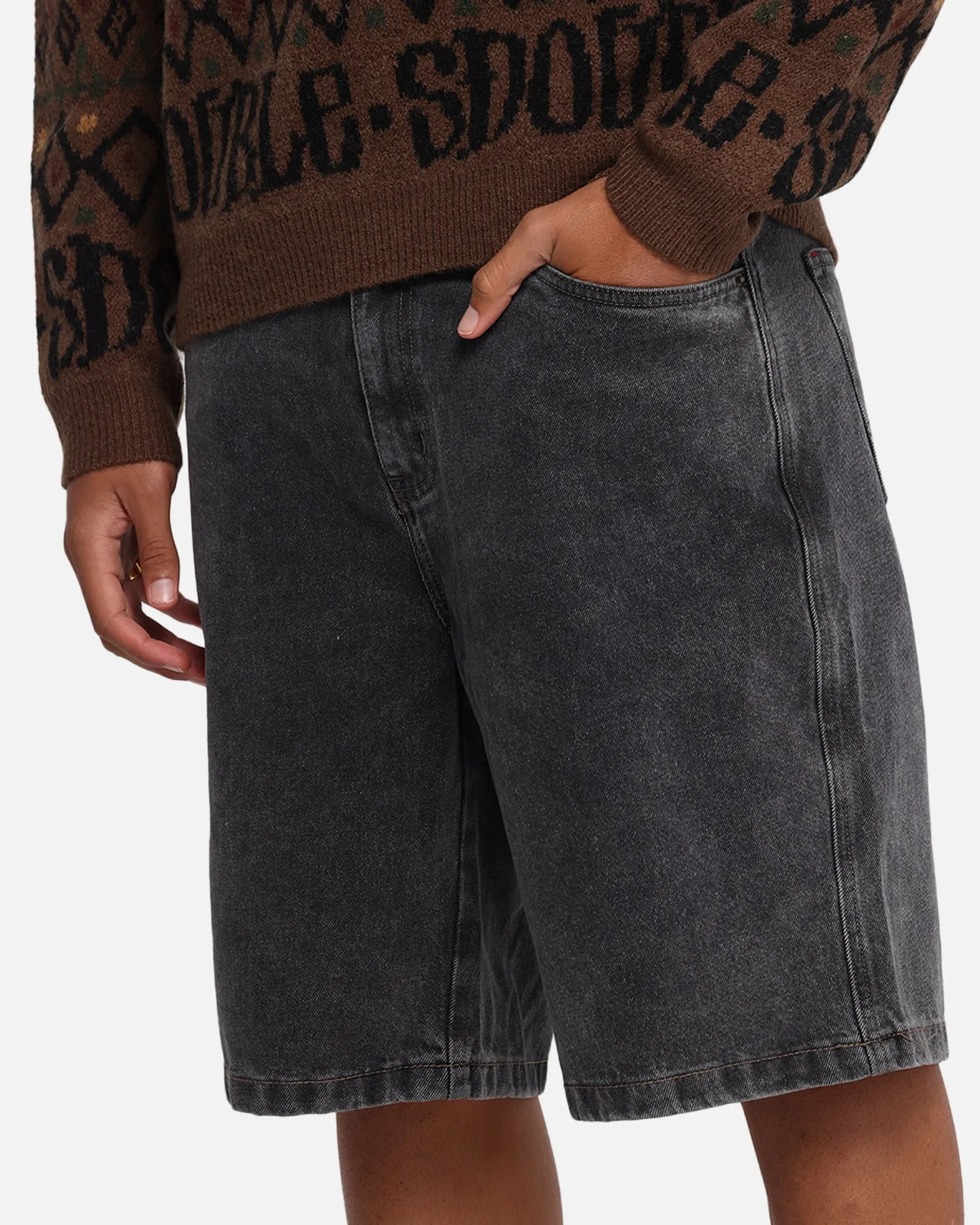 S Double Denim Standard Shorts Faded Black