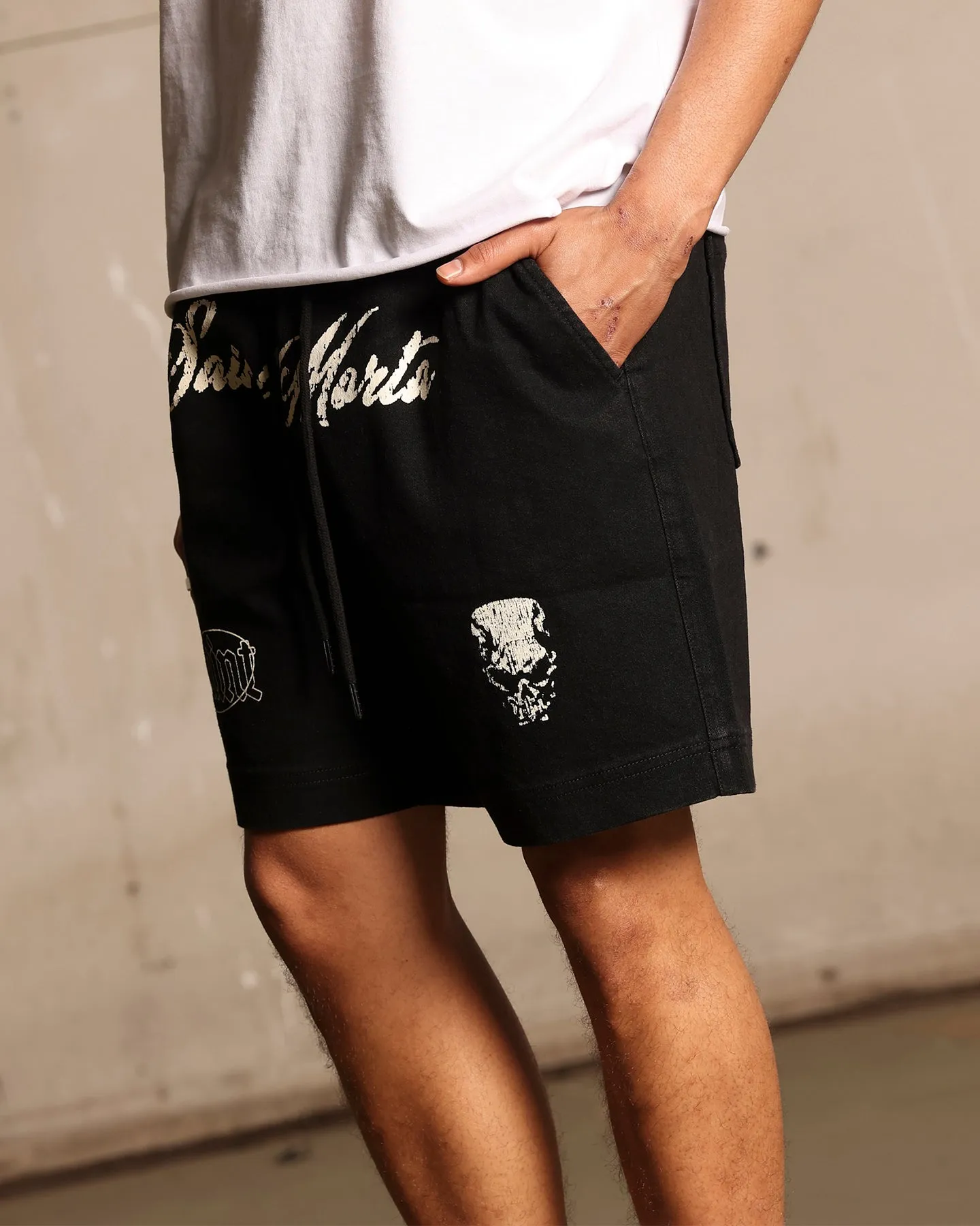 Saint Morta Roadhouse Denim Shorts Vintage Black
