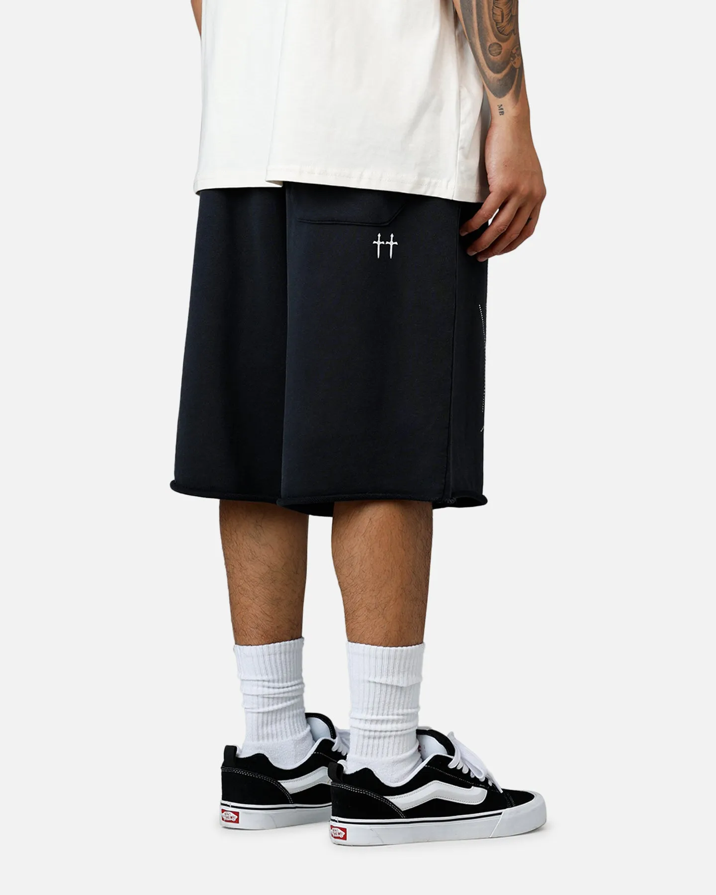 Saint Morta Warrior Baggy Sweat Shorts Washed Black