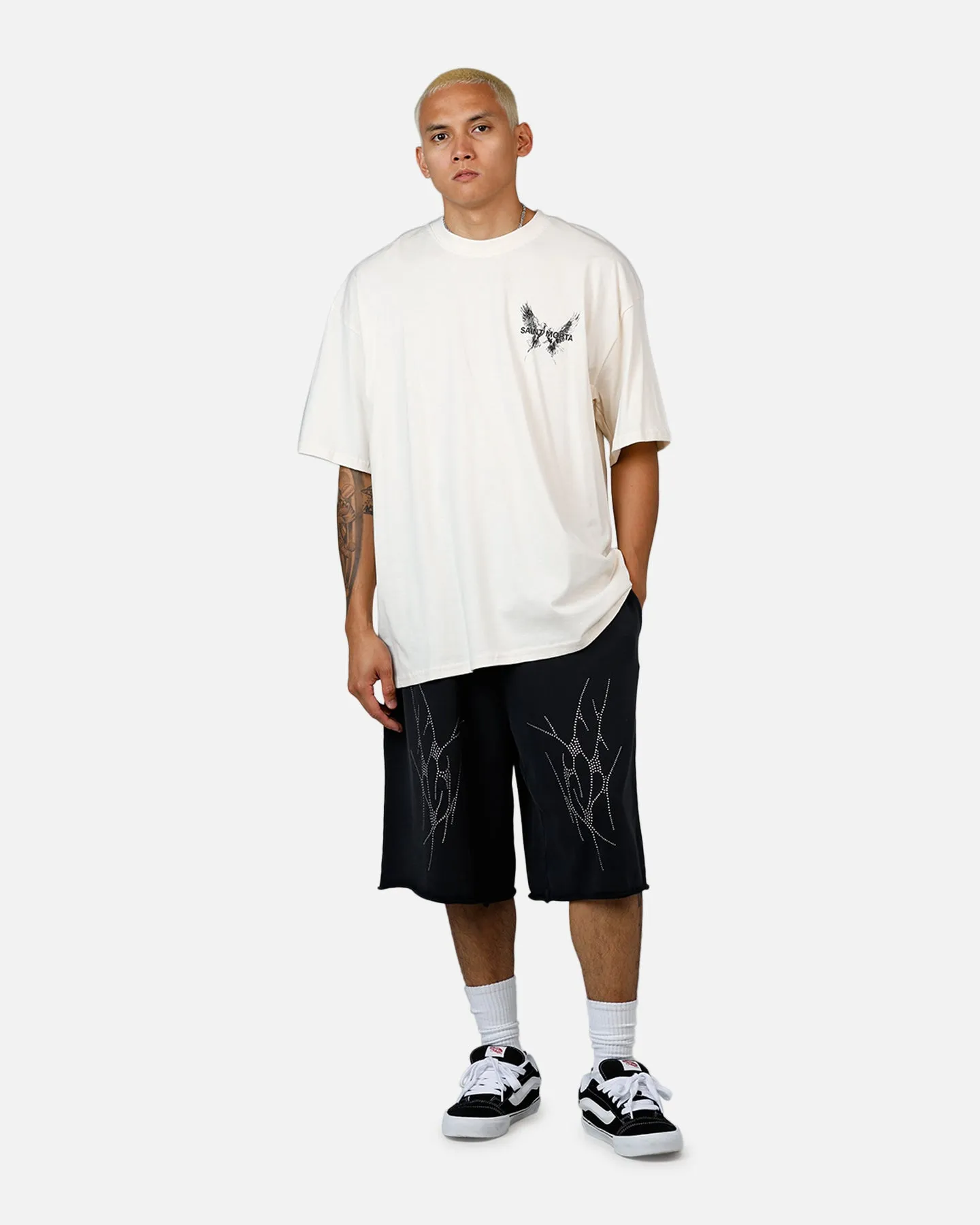 Saint Morta Warrior Baggy Sweat Shorts Washed Black