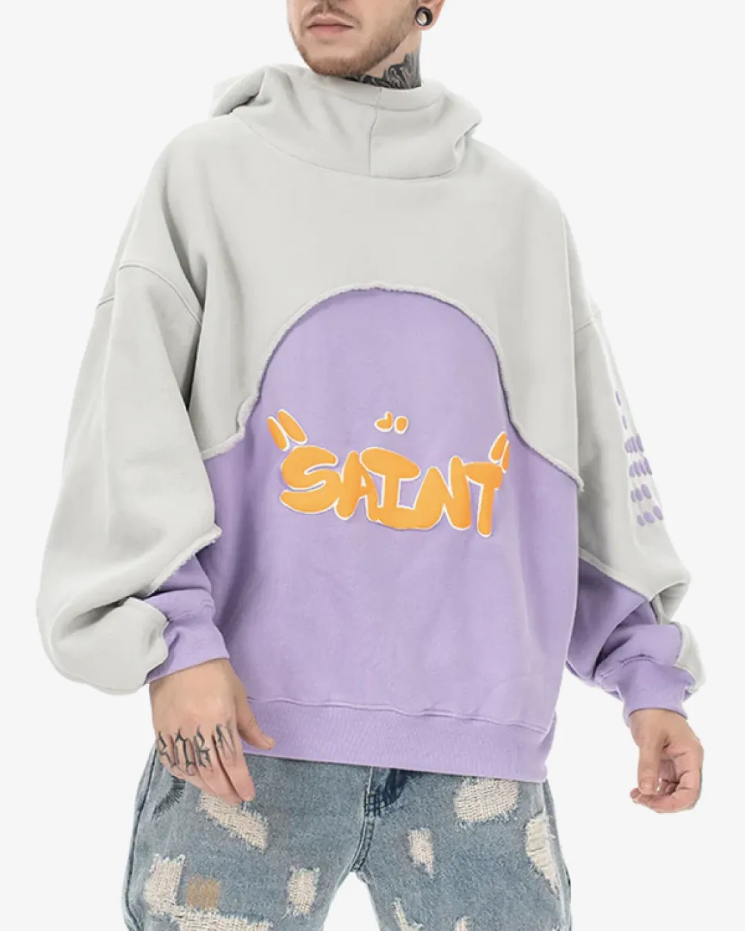 Saint Oversize Fleece Hoodie - Purple