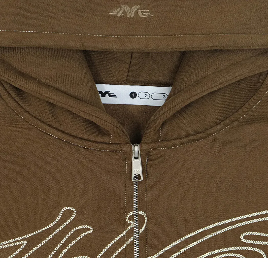 SIGNATURE ZIP HOODIE BROWN