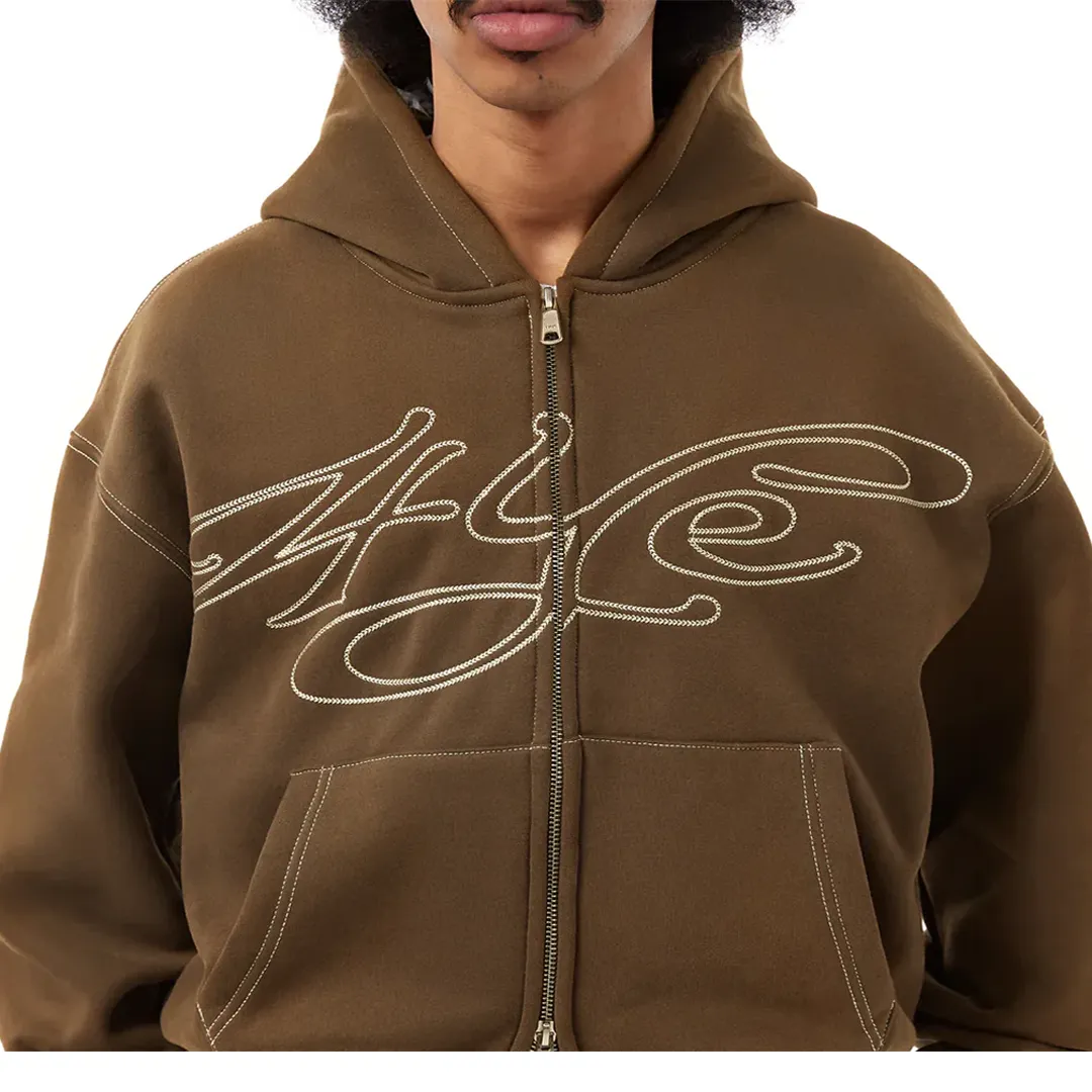 SIGNATURE ZIP HOODIE BROWN