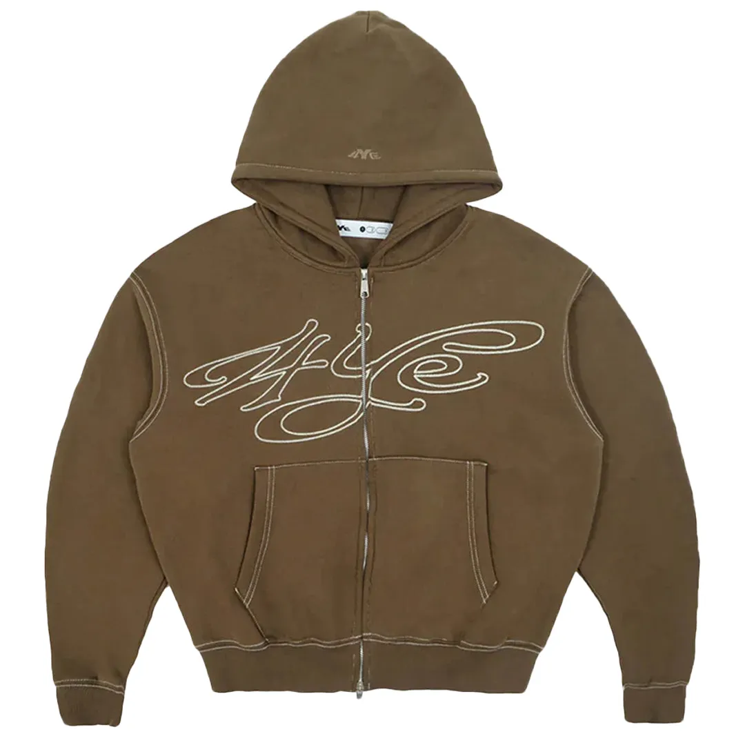 SIGNATURE ZIP HOODIE BROWN