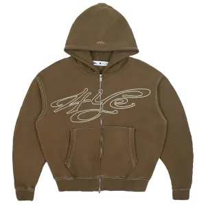 SIGNATURE ZIP HOODIE BROWN