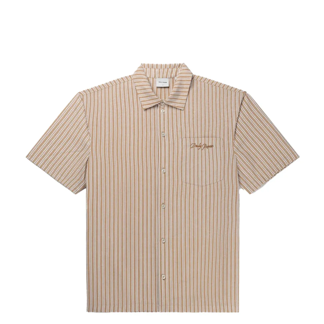 STRIPE SHORT SLEEVE SHIRT BEIGE