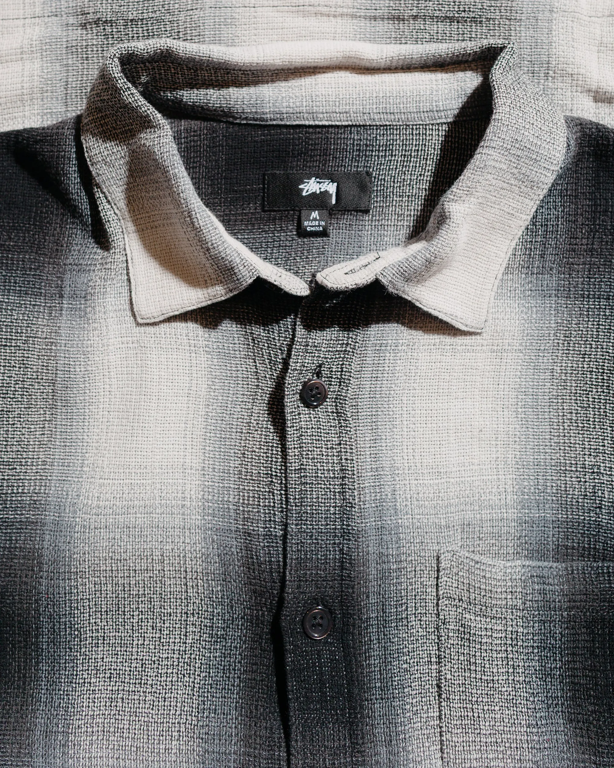 Stssy Loose Weave Plaid Shirt Grey