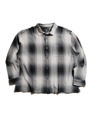 Stssy Loose Weave Plaid Shirt Grey