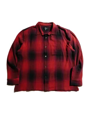 Stssy Loose Weave Plaid Shirt Red