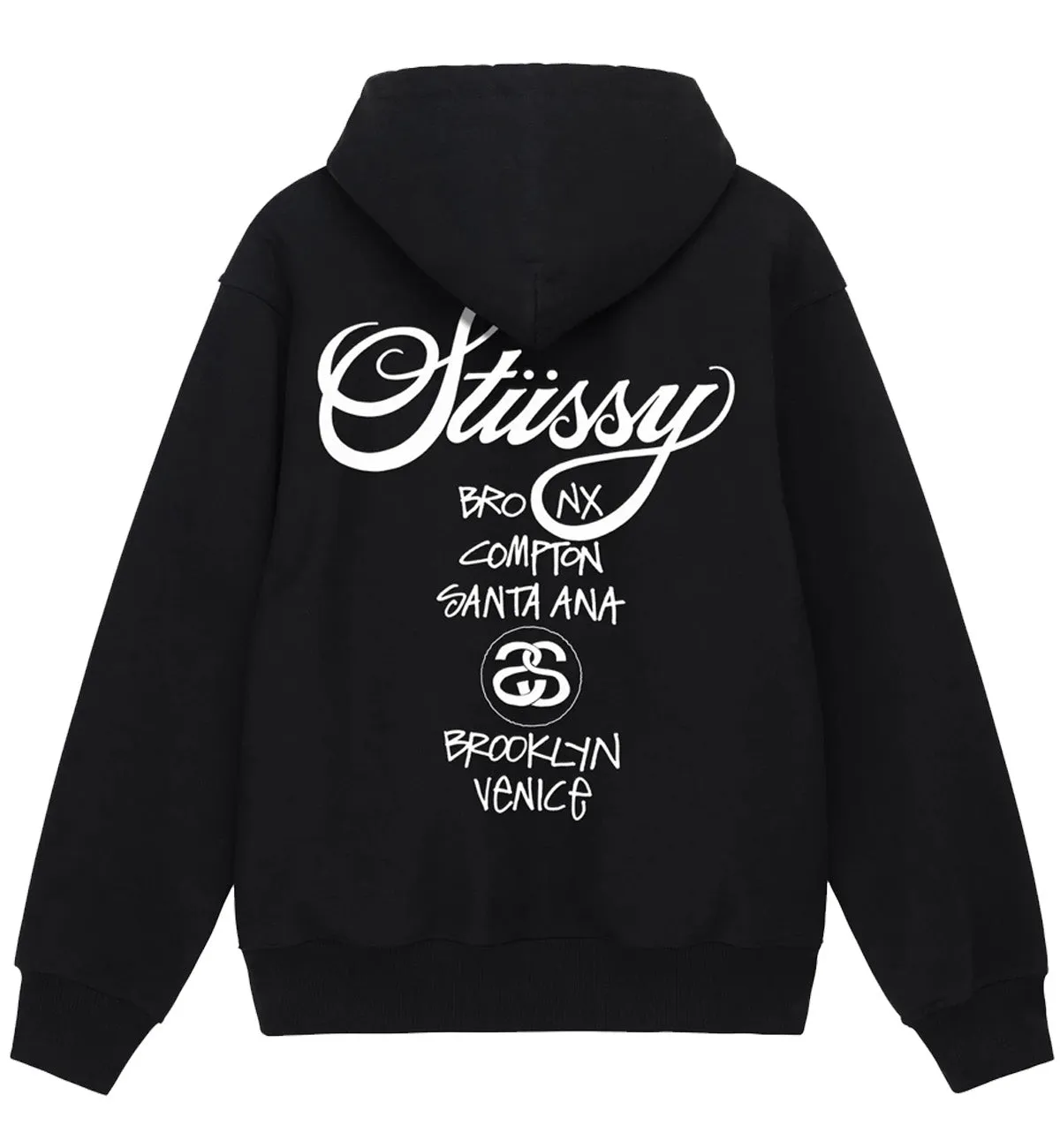 Stussy World Tour Zipped Hoodie (Black)